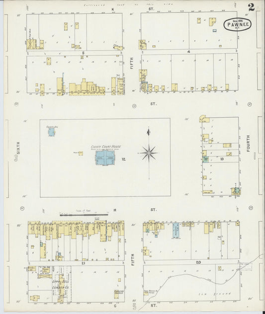 Sanborn Fire Insurance Map from Pawnee, Pawnee County, Oklahoma (1895), Sheet #0002 - Historic Sanborn Fire Insurance Map Print, vintage old map wall art, antique decor, genealogy gift, Oklahoma Oklahoma map