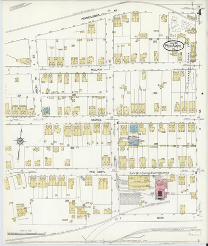 Sanborn Fire Insurance Map from Pen Argyl, Northampton County, Pennsylvania (1912), Sheet #0004 - Complete Map Set gallery image, historic Sanborn map, vintage wall art, Pennsylvania Pennsylvania