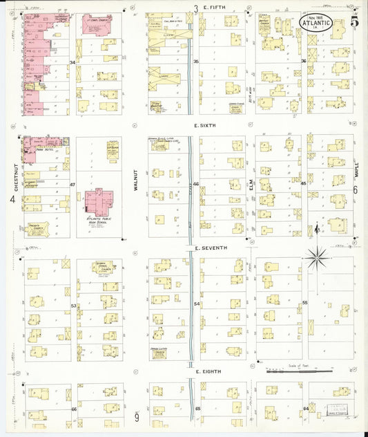 Sanborn Fire Insurance Map from Atlantic, Cass County, Iowa (1908), Sheet #0005 - Historic Sanborn Fire Insurance Map Print, vintage old map wall art