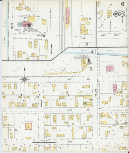Sanborn Fire Insurance Map from Oconto, Oconto County, Wisconsin (1904), Sheet #0006 - Complete Map Set gallery image, historic Sanborn map, vintage wall art, Wisconsin Wisconsin