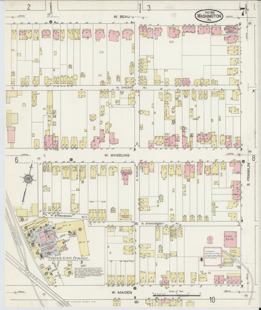 Sanborn Fire Insurance Map from Washington, Washington County, Pennsylvania (1914), Sheet #0007 - Historic Sanborn Fire Insurance Map Print, vintage old map wall art, antique decor, genealogy gift, Pennsylvania Pennsylvania map