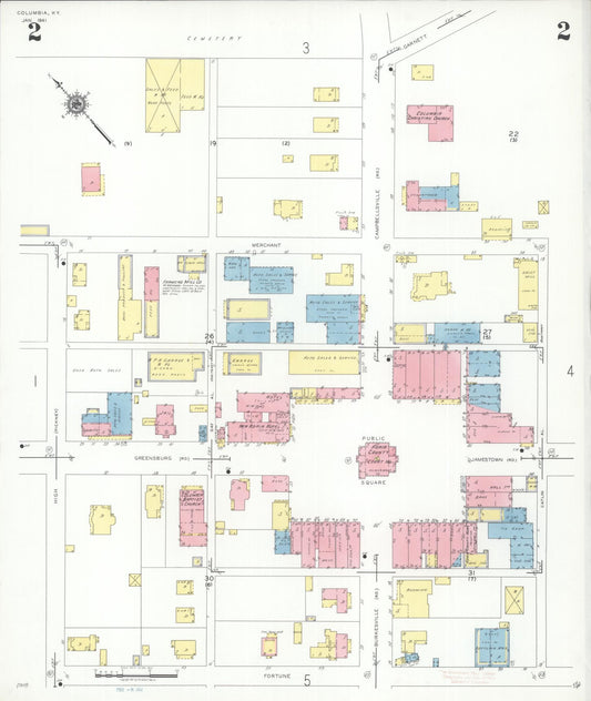 Sanborn Fire Insurance Map from Columbia, Adair County, Kentucky (1941), Sheet #0002 - Historic Sanborn Fire Insurance Map Print, vintage old map wall art, antique decor, genealogy gift, Kentucky Kentucky map
