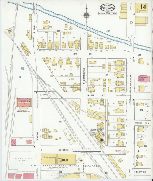 Sanborn Fire Insurance Map from Portland, Jay County, Indiana (1920), Sheet #0014 - Historic Sanborn Fire Insurance Map Print, vintage old map wall art, antique decor, genealogy gift, Indiana Indiana map