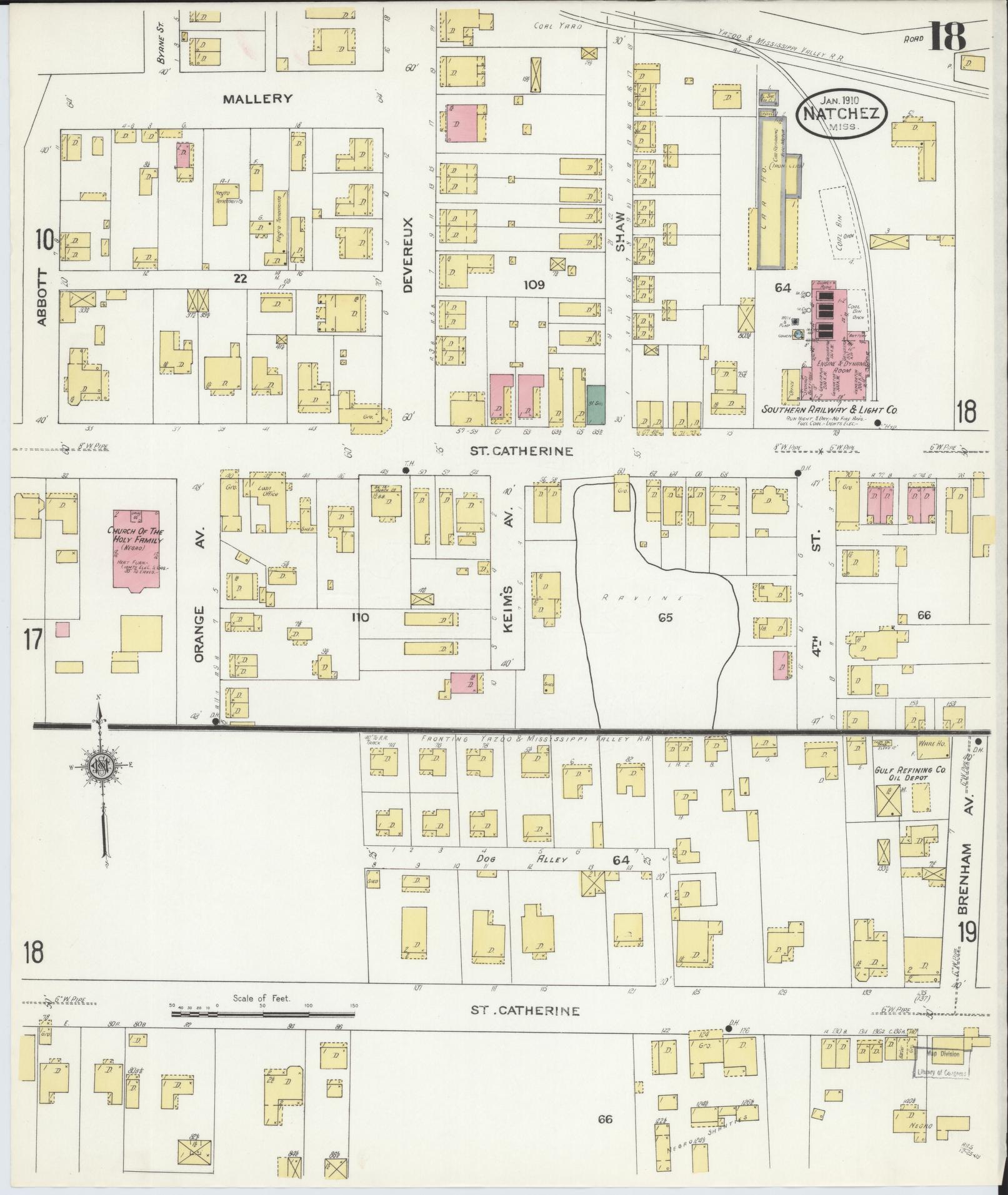 Sanborn Fire Insurance Map from Natchez, Adams County, Mississippi (1910), Sheet #0018 - Complete Map Set gallery image, historic Sanborn map, vintage wall art, Mississippi Mississippi