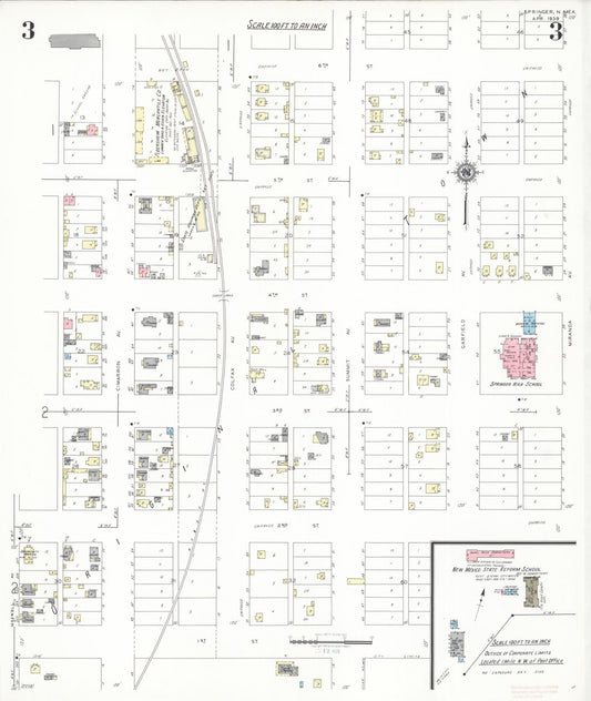 Sanborn Fire Insurance Map from Springer, Colfax County, New Mexico (1939), Sheet #0003 - Historic Sanborn Fire Insurance Map Print, vintage old map wall art, antique decor, genealogy gift, New Mexico New Mexico map