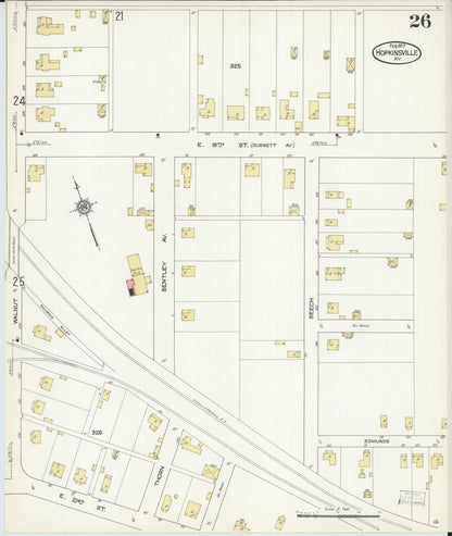 Sanborn Fire Insurance Map from Hopkinsville, Christian County, Kentucky (1913), Sheet #0026 - Complete Map Set gallery image, historic Sanborn map, vintage wall art, Kentucky Kentucky