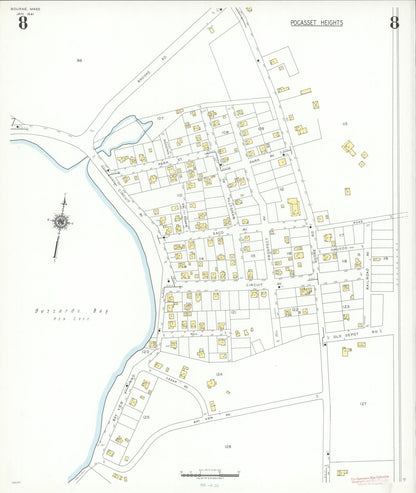 Sanborn Fire Insurance Map from Bourne, Barnstable County, Massachusetts (1941), Sheet #0008 - Historic Sanborn Fire Insurance Map Print, vintage old map wall art, antique decor, genealogy gift, Massachusetts Massachusetts map