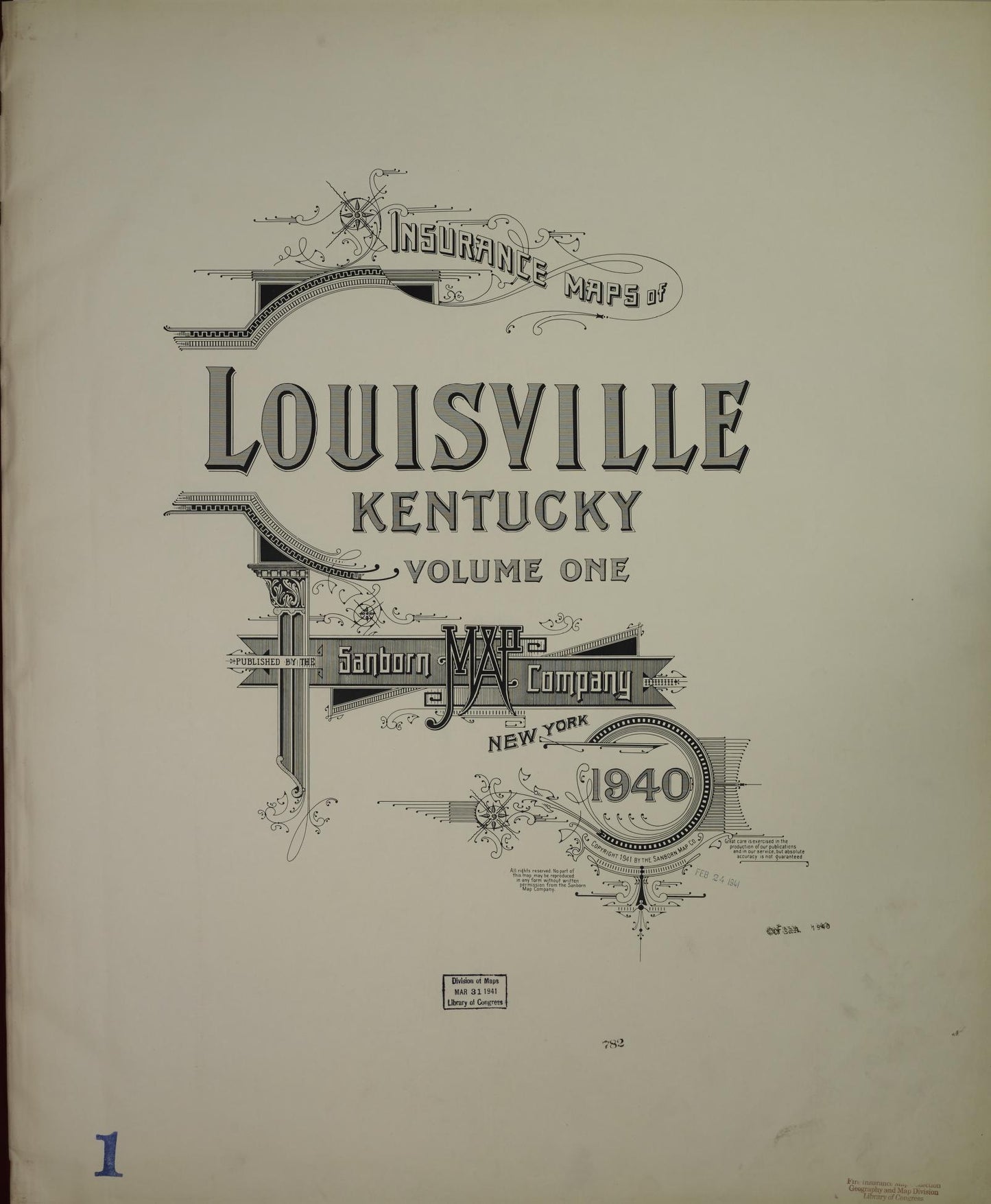 Sanborn Fire Insurance Map from Louisville, Jefferson County, Kentucky (1940), Sheet #0001 - Historic Sanborn Fire Insurance Map Print, vintage old map wall art, antique decor, genealogy gift, Kentucky Kentucky map