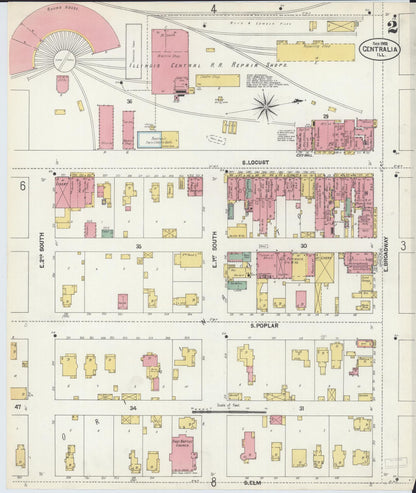 Sanborn Fire Insurance Map from Centralia, Marion, Clinton, Jefferson, and Washington Counties, Illinois (1902), Sheet #0002 - Historic Sanborn Fire Insurance Map Print, vintage old map wall art, antique decor, genealogy gift, Illinois Illinois map