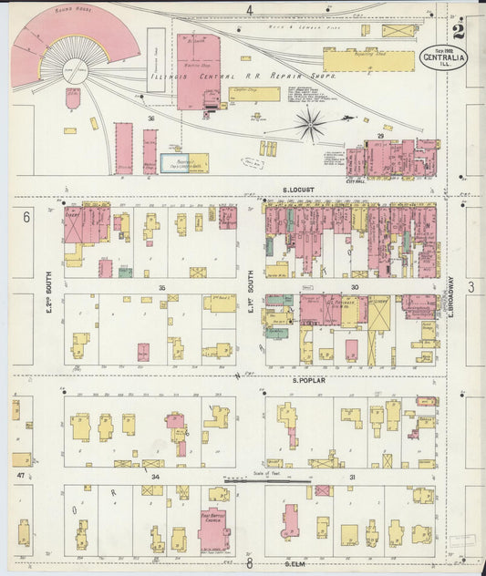 Sanborn Fire Insurance Map from Centralia, Marion, Clinton, Jefferson, and Washington Counties, Illinois (1902), Sheet #0002 - Historic Sanborn Fire Insurance Map Print, vintage old map wall art, antique decor, genealogy gift, Illinois Illinois map