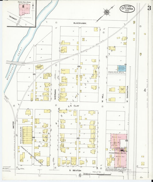 Sanborn Fire Insurance Map from Ottumwa, Wapello County, Iowa (1909), Sheet #0003 - Historic Sanborn Fire Insurance Map Print, vintage old map wall art