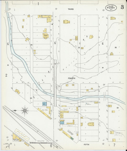 Sanborn Fire Insurance Map from Perry, Noble County, Oklahoma (1901), Sheet #0003 - Historic Sanborn Fire Insurance Map Print, vintage old map wall art, antique decor, genealogy gift, Oklahoma Oklahoma map
