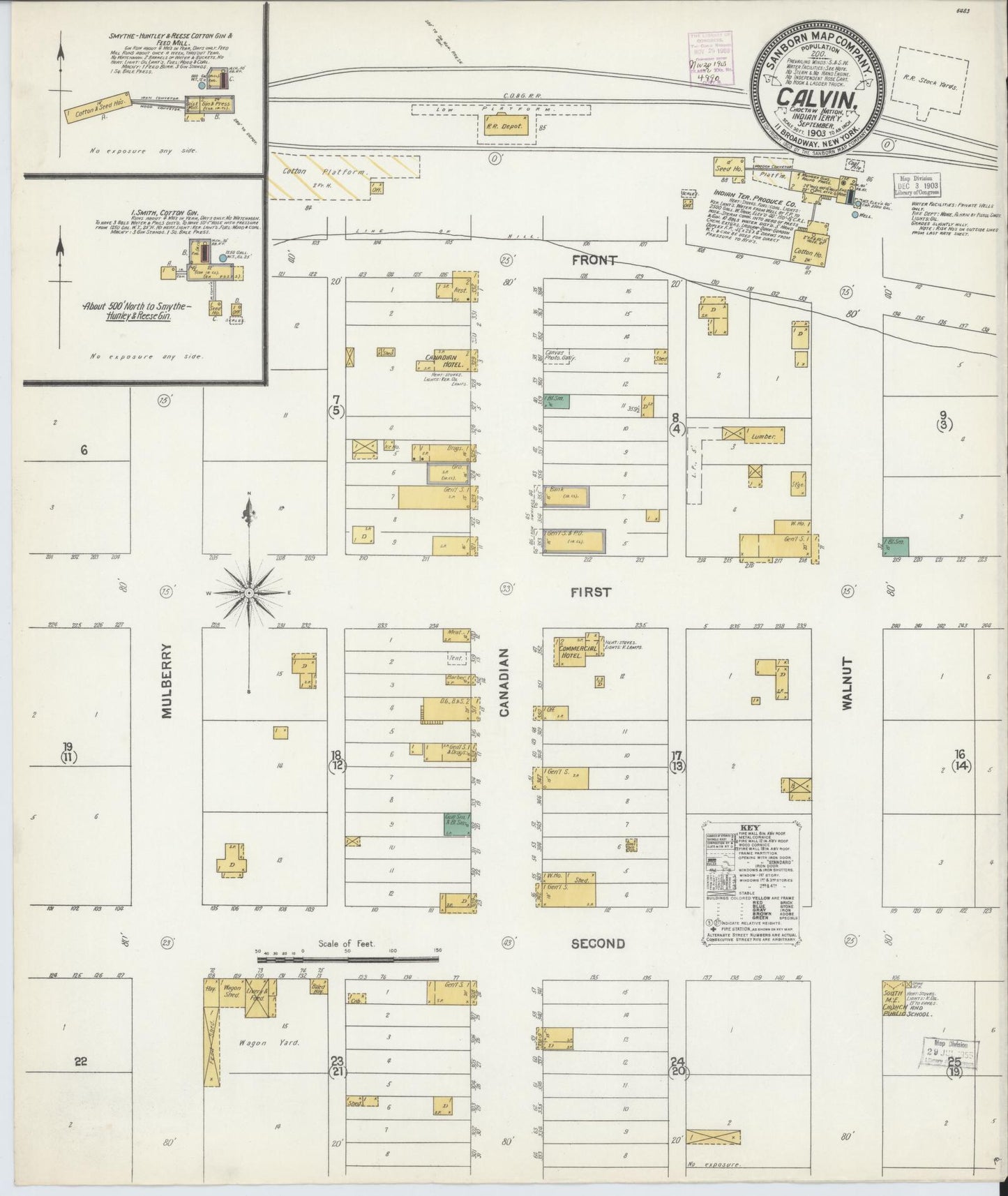 Sanborn Fire Insurance Map from Calvin, Hughes County, Oklahoma (1903), Sheet #0001 - Historic Sanborn Fire Insurance Map Print, vintage old map wall art, antique decor, genealogy gift, Oklahoma Oklahoma map
