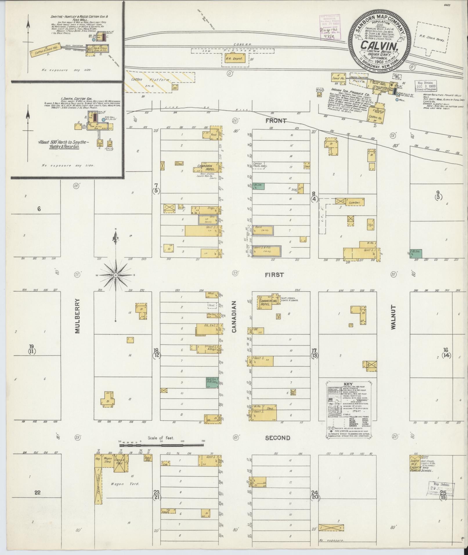 Sanborn Fire Insurance Map from Calvin, Hughes County, Oklahoma (1903), Sheet #0001 - Historic Sanborn Fire Insurance Map Print, vintage old map wall art, antique decor, genealogy gift, Oklahoma Oklahoma map