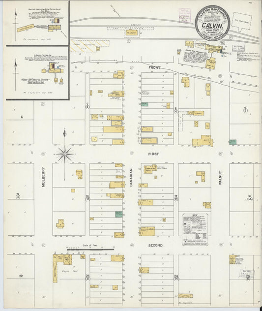 Sanborn Fire Insurance Map from Calvin, Hughes County, Oklahoma (1903), Sheet #0001 - Historic Sanborn Fire Insurance Map Print, vintage old map wall art, antique decor, genealogy gift, Oklahoma Oklahoma map
