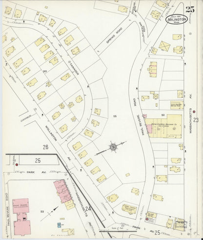 Sanborn Fire Insurance Map from Arlington, Middlesex County, Massachusetts (1914), Sheet #0025 - Complete Map Set gallery image, historic Sanborn map, vintage wall art, Massachusetts Massachusetts