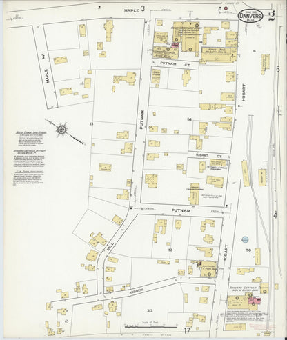 Sanborn Fire Insurance Map from Danvers, Essex County, Massachusetts (1916), Sheet #0002 - Complete Map Set gallery image, historic Sanborn map, vintage wall art, Massachusetts Massachusetts