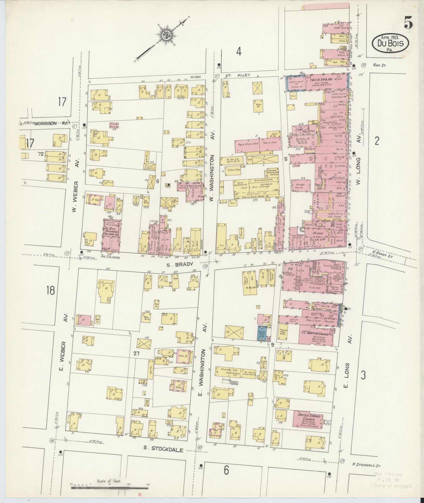 Sanborn Fire Insurance Map from Du Bois, Clearfield County, Pennsylvania (1913), Sheet #0005 - Historic Sanborn Fire Insurance Map Print, vintage old map wall art, antique decor, genealogy gift, Pennsylvania Pennsylvania map