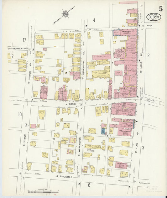 Sanborn Fire Insurance Map from Du Bois, Clearfield County, Pennsylvania (1913), Sheet #0005 - Historic Sanborn Fire Insurance Map Print, vintage old map wall art, antique decor, genealogy gift, Pennsylvania Pennsylvania map