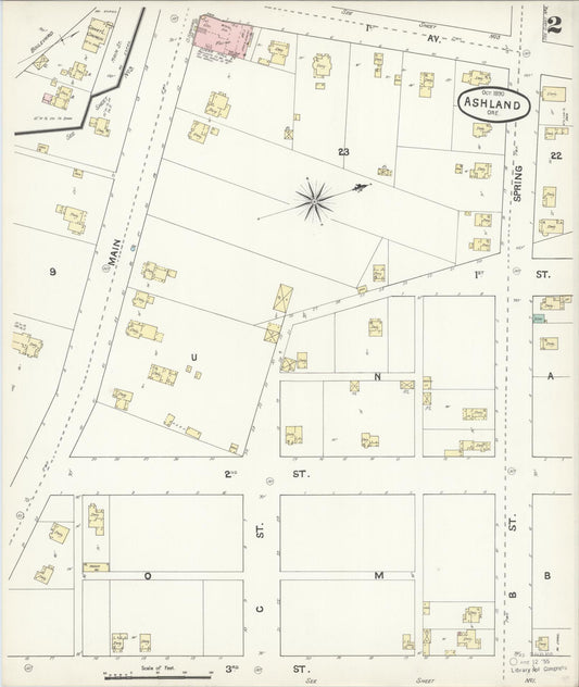 Sanborn Fire Insurance Map from Ashland, Jackson County, Oregon (1890), Sheet #0002 - Historic Sanborn Fire Insurance Map Print, vintage old map wall art, antique decor, genealogy gift, Oregon Oregon map