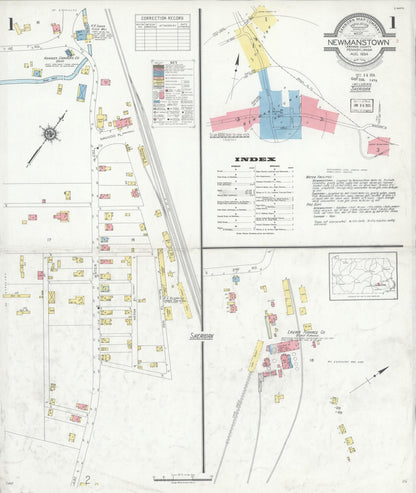 Sanborn Fire Insurance Map from Newmanstown, Lebanon County, Pennsylvania (1934), Sheet #0001 - Historic Sanborn Fire Insurance Map Print, vintage old map wall art, antique decor, genealogy gift, Pennsylvania Pennsylvania map