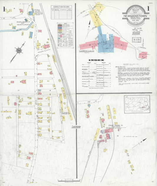 Sanborn Fire Insurance Map from Newmanstown, Lebanon County, Pennsylvania (1934), Sheet #0001 - Historic Sanborn Fire Insurance Map Print, vintage old map wall art, antique decor, genealogy gift, Pennsylvania Pennsylvania map