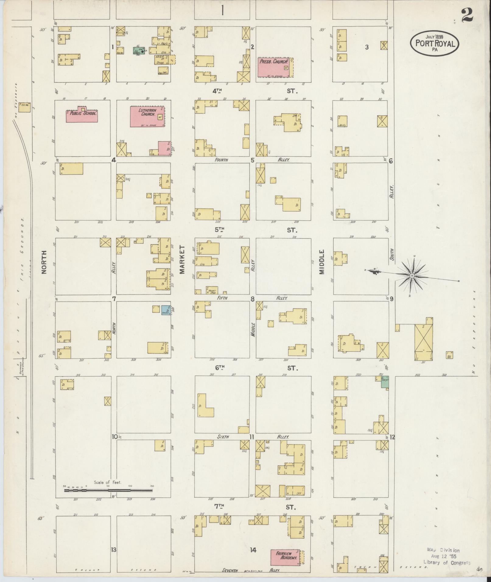 Sanborn Fire Insurance Map from Port Royal, Juniata County, Pennsylvania (1899), Sheet #0002 - Complete Map Set gallery image, historic Sanborn map, vintage wall art, Pennsylvania Pennsylvania