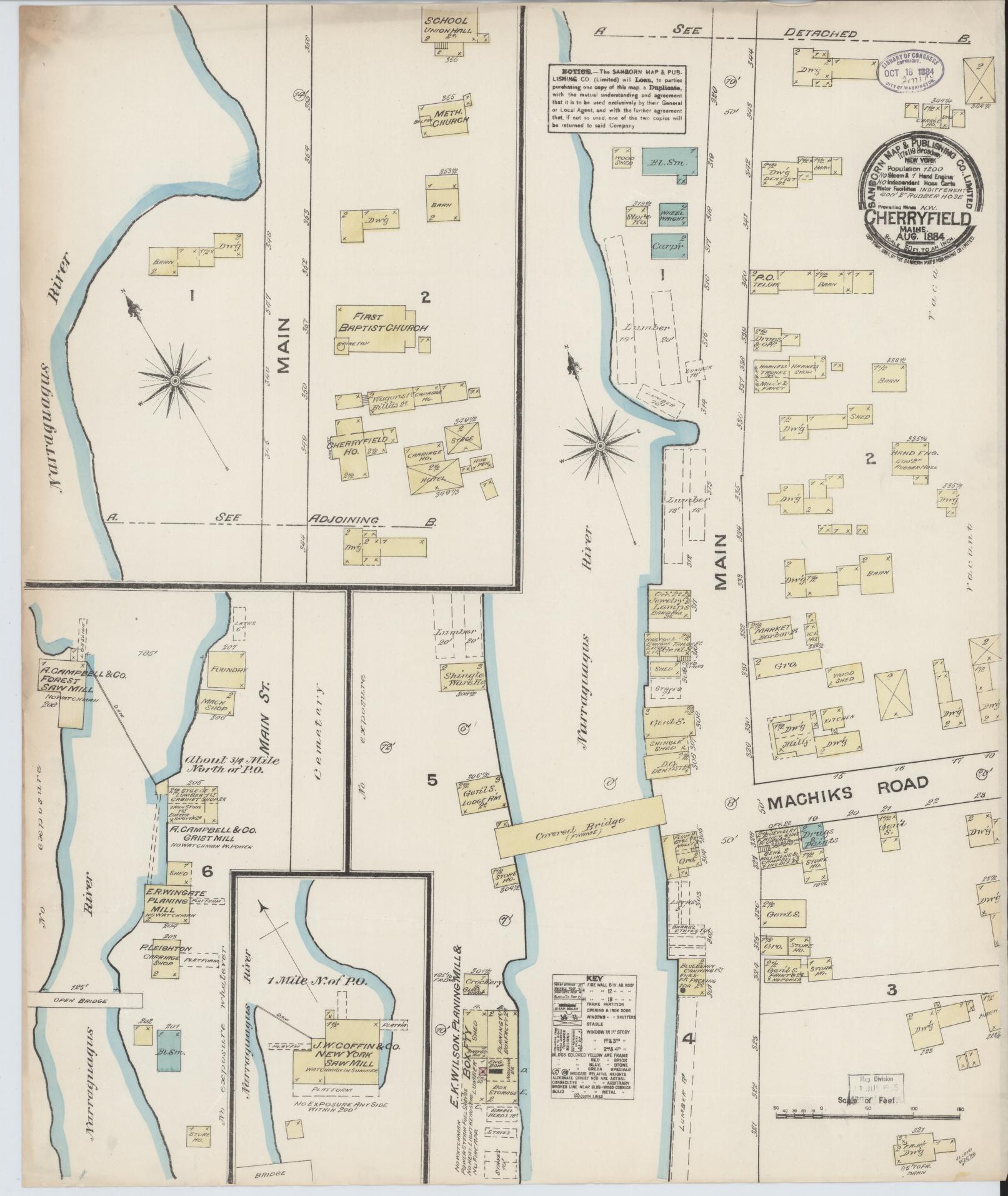 Sanborn Fire Insurance Map from Cherryfield, Washington County, Maine. (1884) – Historic Sanborn Fire Insurance Map Print