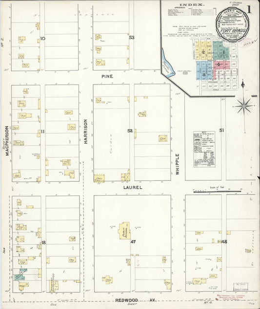Sanborn Fire Insurance Map from Fort Bragg, Mendocino County, California. (1890) – Historic Sanborn Fire Insurance Map Print