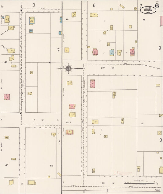 Sanborn Fire Insurance Map from Rigby, Jefferson County, Idaho (1921), Sheet #0006 - Historic Sanborn Fire Insurance Map Print, vintage old map wall art, antique decor, genealogy gift, Idaho Idaho map