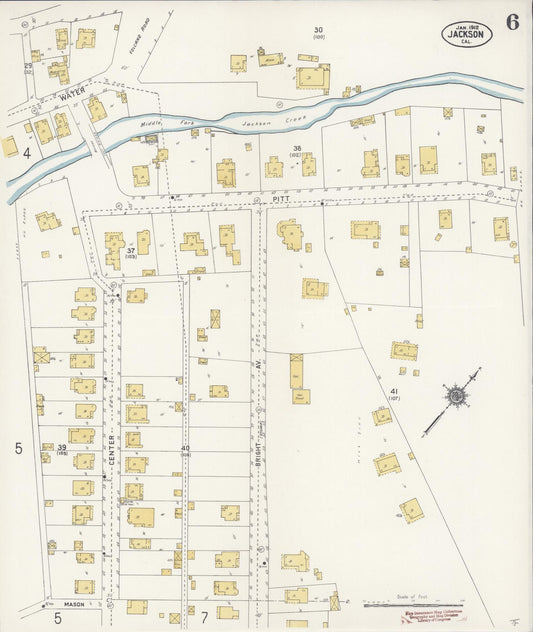 Sanborn Fire Insurance Map from Jackson, Amador County, California (1912), Sheet #0006 - Historic Sanborn Fire Insurance Map Print, vintage old map wall art, antique decor, genealogy gift, California California map
