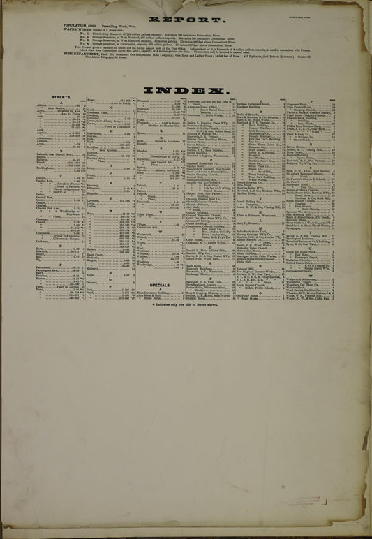 Sanborn Fire Insurance Map from Hartford, Hartford County, Connecticut (1885), Sheet #0001 - Historic Sanborn Fire Insurance Map Print, vintage old map wall art, antique decor, genealogy gift, Connecticut Connecticut map