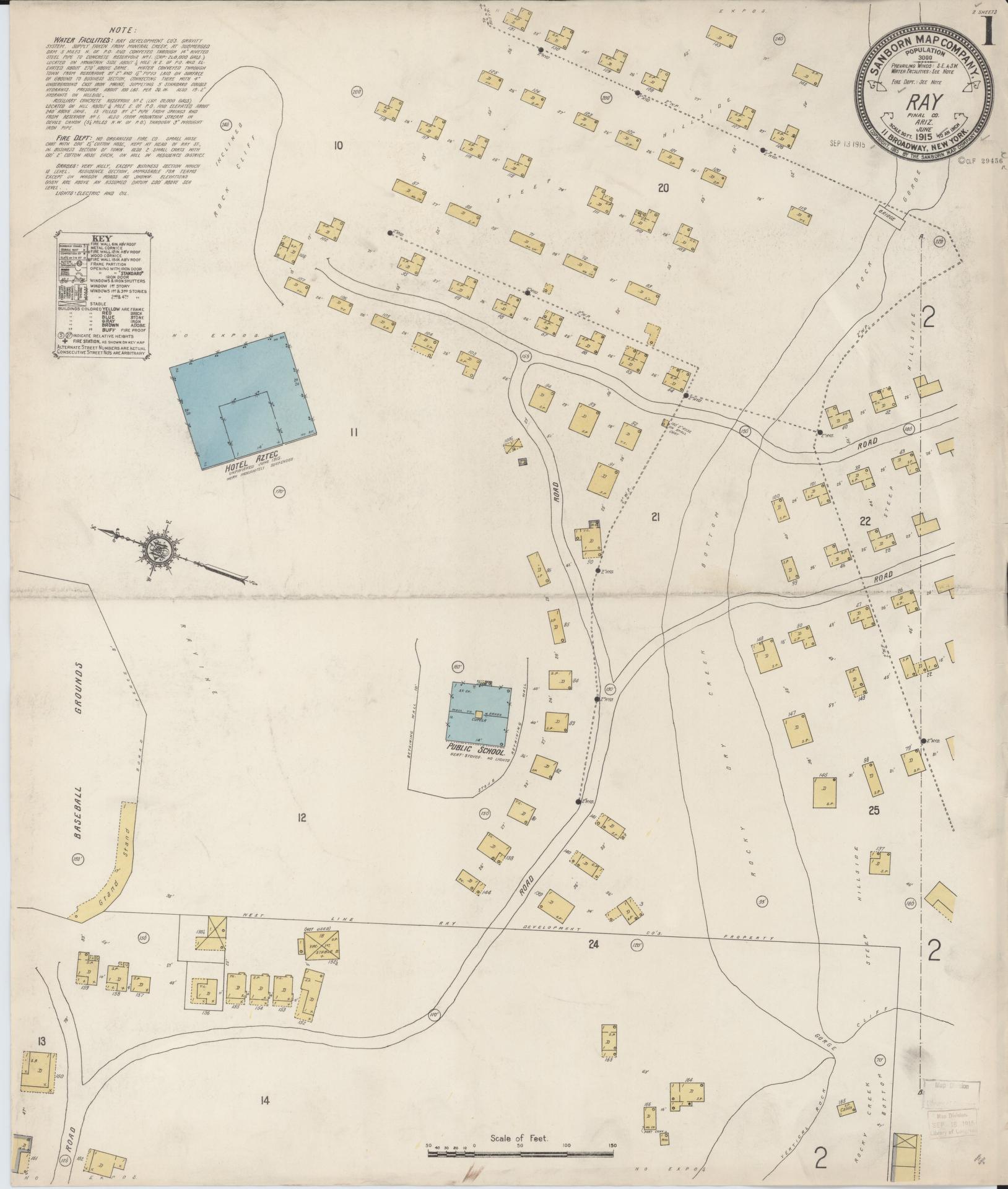 Sanborn Fire Insurance Map from Ray, Pinal County, Arizona (1915), Sheet #0001 - Complete Map Set gallery image, historic Sanborn map, vintage wall art, Arizona Arizona
