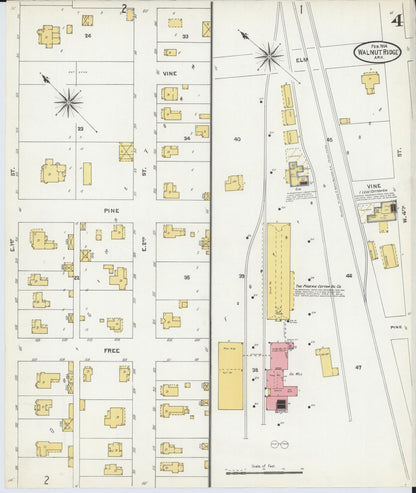 Sanborn Fire Insurance Map from Walnut Ridge, Lawrence County, Arkansas (1904), Sheet #0004 - Complete Map Set gallery image, historic Sanborn map, vintage wall art, Arkansas Arkansas