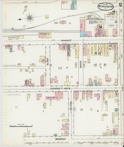 Sanborn Fire Insurance Map from Winchester, Independent Cities, Virginia (1891), Sheet #0002 - Complete Map Set gallery image, historic Sanborn map, vintage wall art, Virginia Virginia