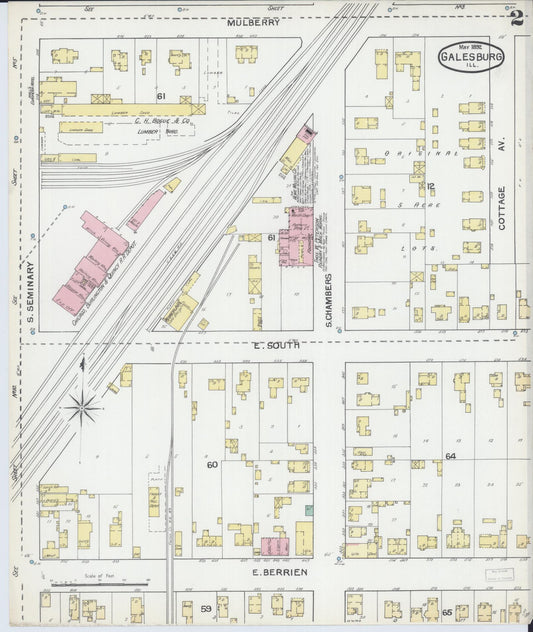 Sanborn Fire Insurance Map from Galesburg, Knox County, Illinois (1892), Sheet #0002 - Historic Sanborn Fire Insurance Map Print, vintage old map wall art, antique decor, genealogy gift, Illinois Illinois map