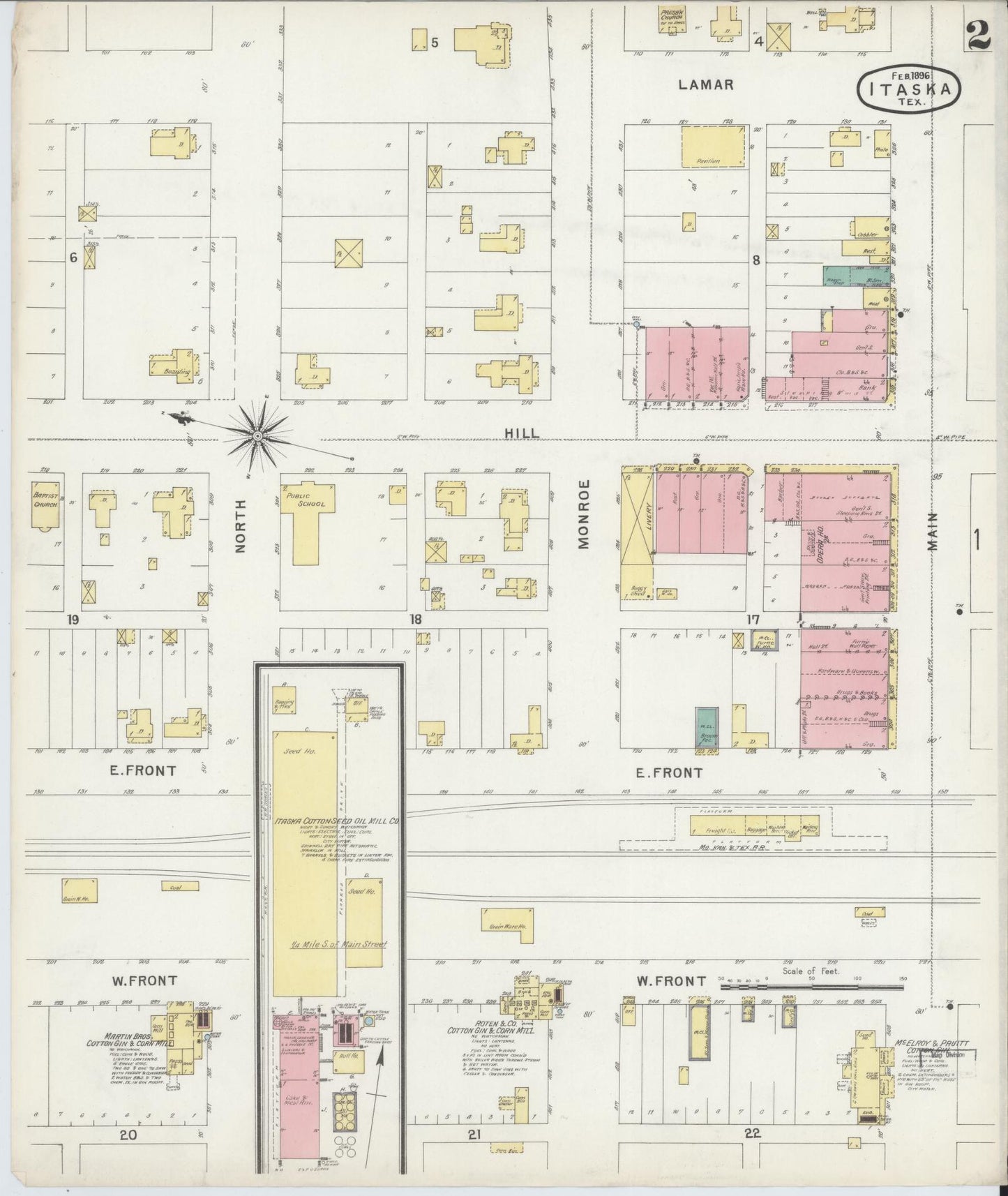 Sanborn Fire Insurance Map from Itasca, Hill County, Texas (1896), Sheet #0002 - Historic Sanborn Fire Insurance Map Print, vintage old map wall art, antique decor, genealogy gift, Texas Texas map