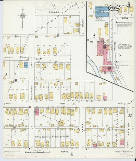 Sanborn Fire Insurance Map from Piqua, Miami County, Ohio (1920), Sheet #0004 - Historic Sanborn Fire Insurance Map Print, vintage old map wall art, antique decor, genealogy gift, Ohio Ohio map