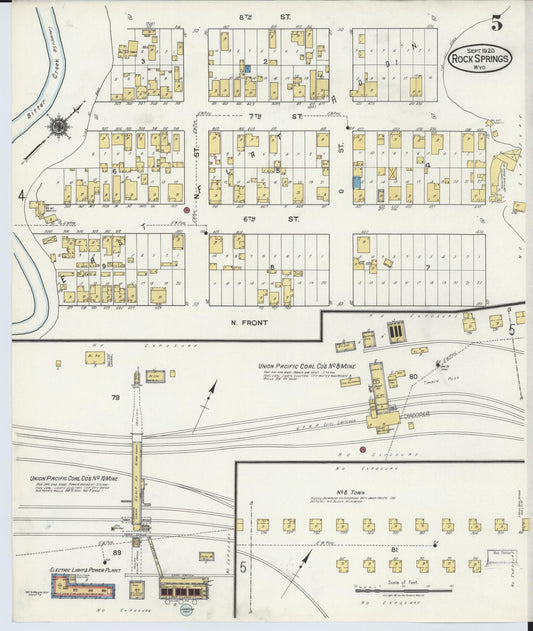 Sanborn Fire Insurance Map from Rock Springs, Sweetwater County, Wyoming (1920), Sheet #0005 - Historic Sanborn Fire Insurance Map Print, vintage old map wall art, antique decor, genealogy gift, Wyoming Wyoming map