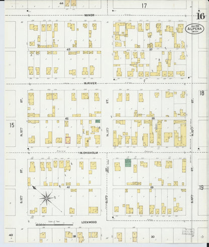 Sanborn Fire Insurance Map from Alpena, Alpena County, Michigan (1901), Sheet #0016 - Complete Map Set gallery image, historic Sanborn map, vintage wall art, Michigan Michigan