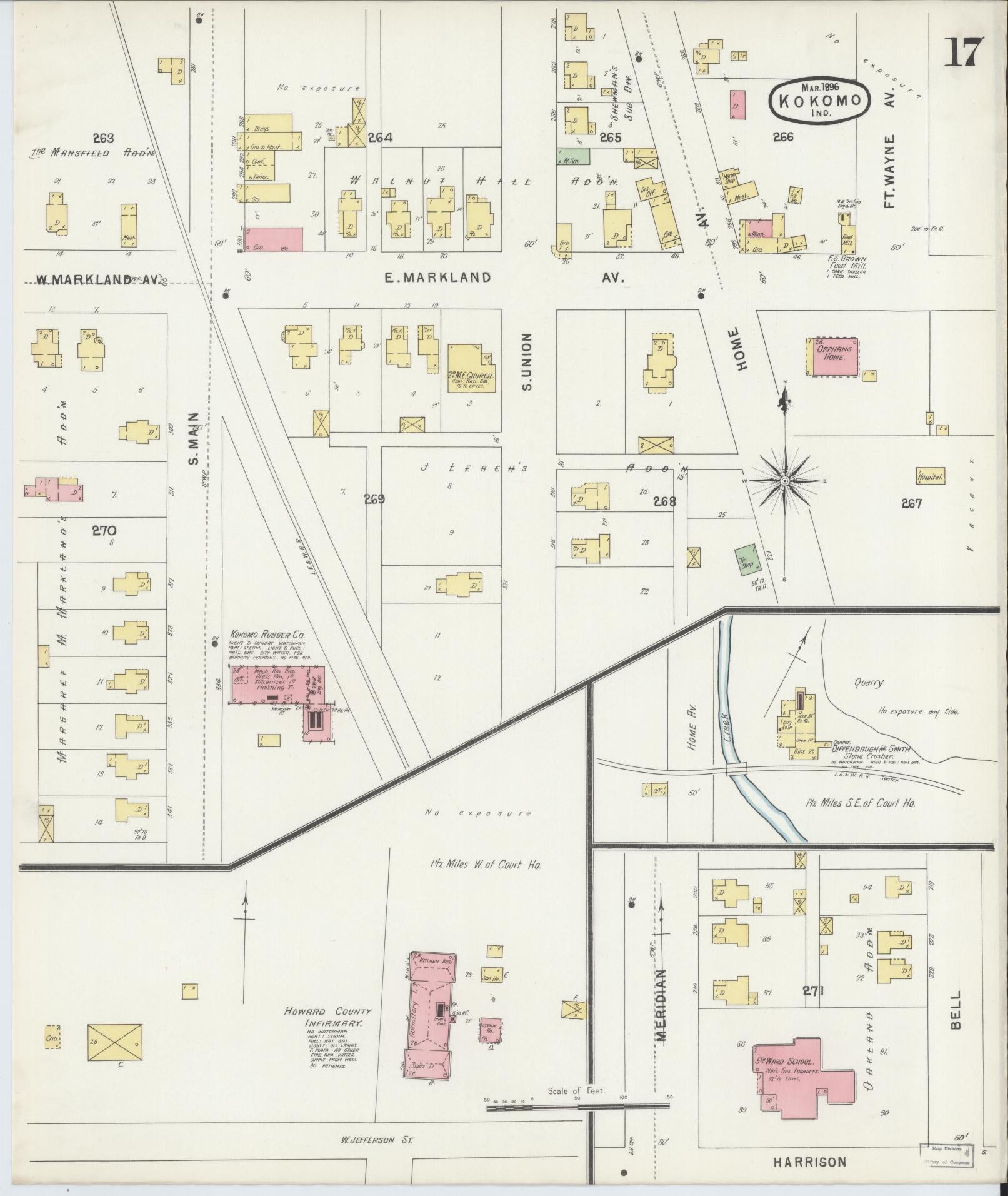 Sanborn Fire Insurance Map from Kokomo, Howard County, Indiana (1896), Sheet #0017 - Complete Map Set gallery image, historic Sanborn map, vintage wall art, Indiana Indiana
