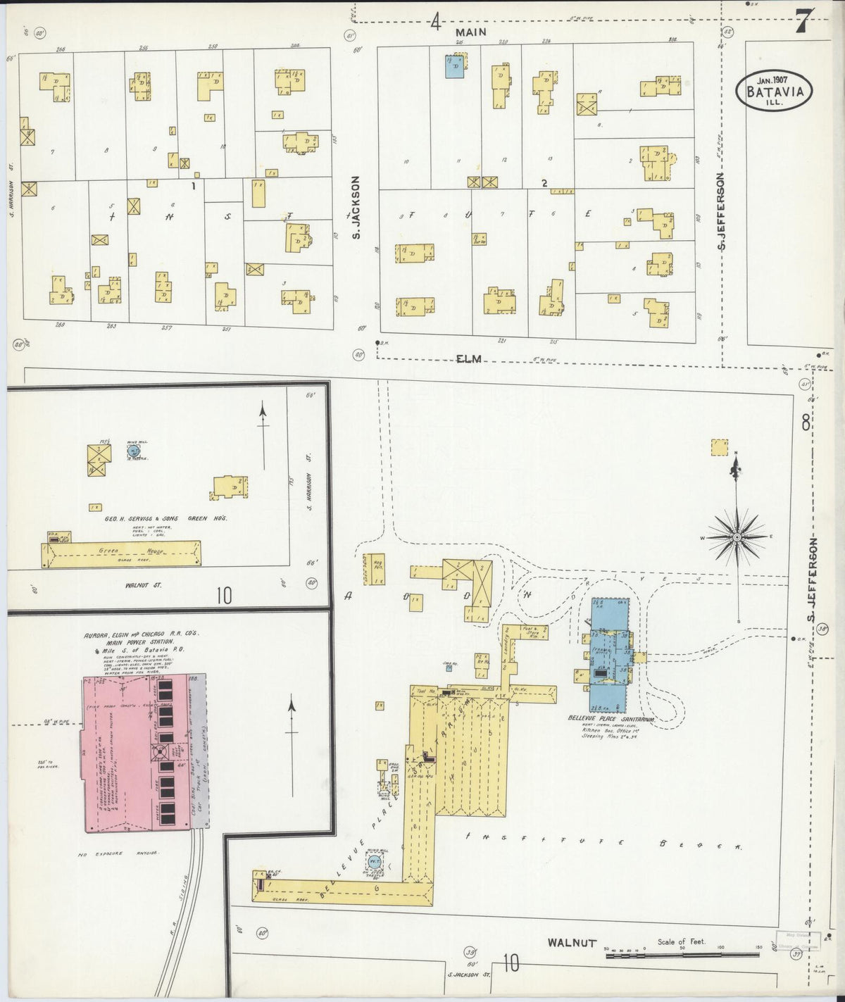 Sanborn Fire Insurance Map from Batavia, Kane County, Illinois (1907), Sheet #0007 - Complete Map Set gallery image, historic Sanborn map, vintage wall art, Illinois Illinois