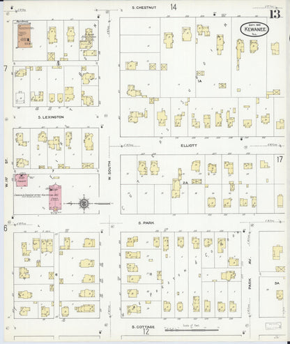 Sanborn Fire Insurance Map from Kewanee, Henry County, Illinois (1910), Sheet #0013 - Complete Map Set gallery image, historic Sanborn map, vintage wall art, Illinois Illinois