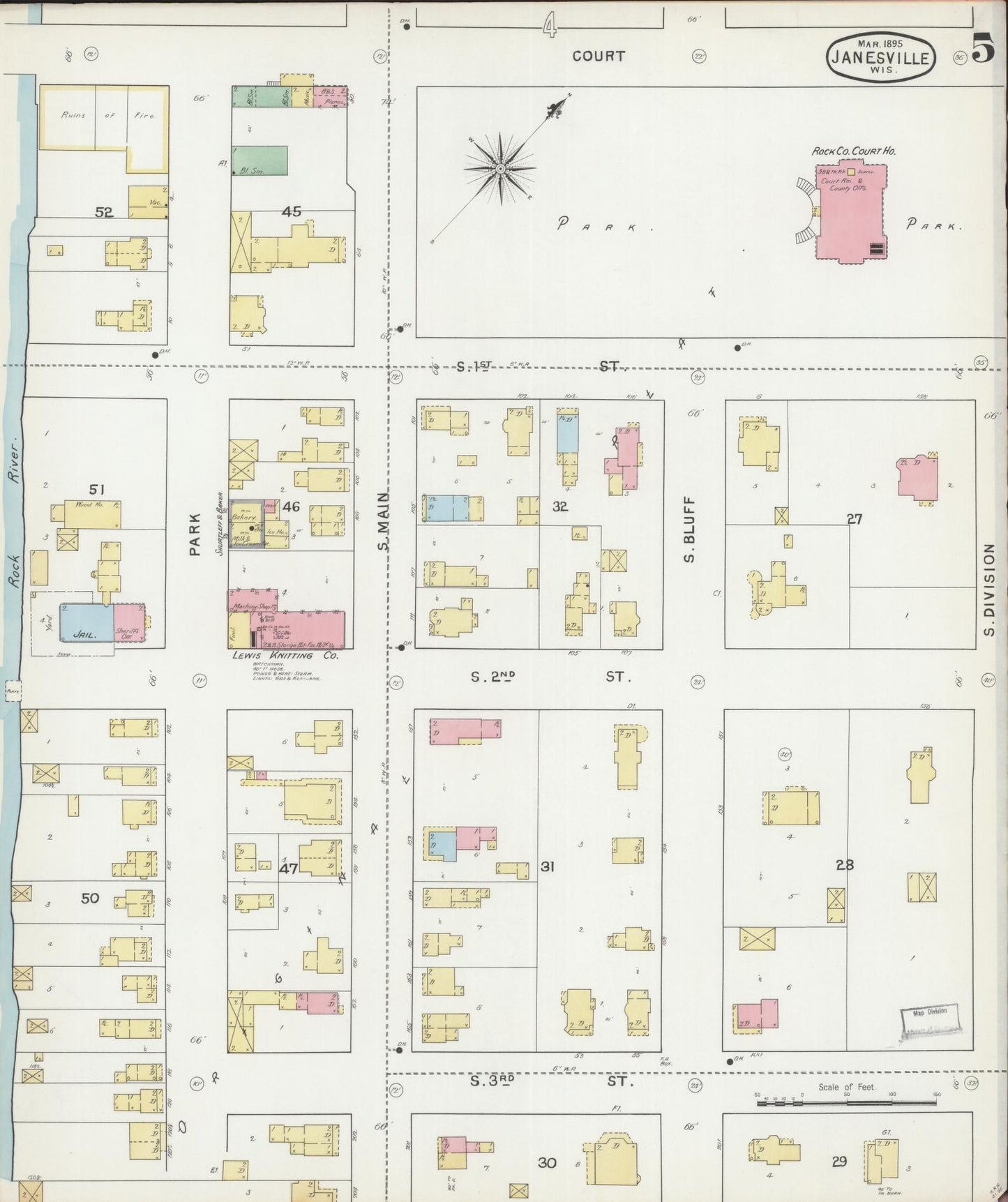 Sanborn Fire Insurance Map from Janesville, Rock County, Wisconsin (1895), Sheet #0005 - Complete Map Set gallery image, historic Sanborn map, vintage wall art, Wisconsin Wisconsin