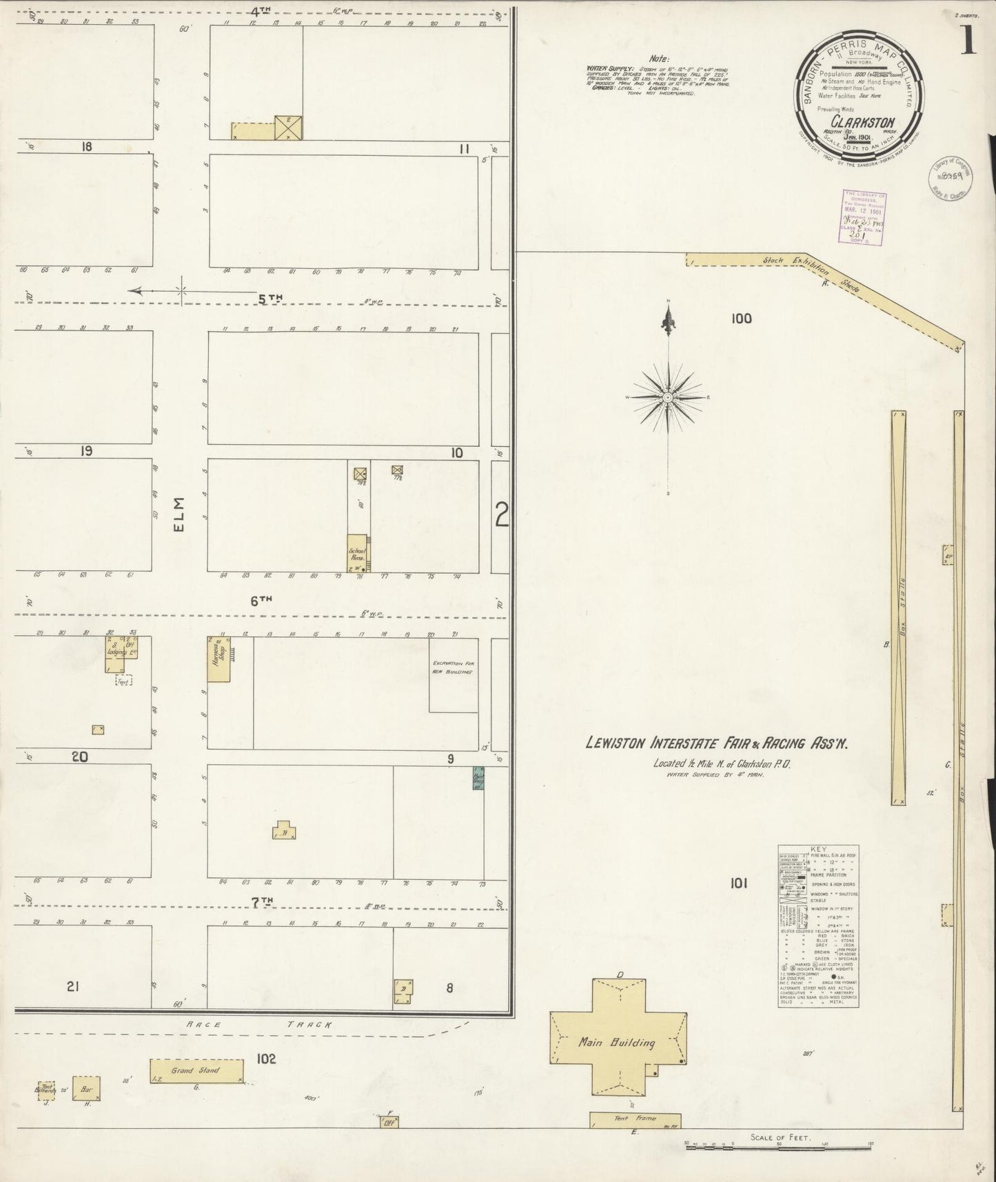 Sanborn Fire Insurance Map from Clarkston, Asotin County, Washington. (1901) – Historic Sanborn Fire Insurance Map Print