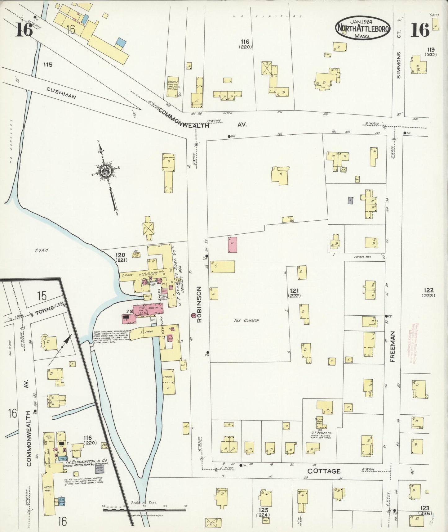Sanborn Fire Insurance Map from North Attleborough, Bristol County, Massachusetts (1924), Sheet #0016 - Complete Map Set gallery image, historic Sanborn map, vintage wall art, Massachusetts Massachusetts