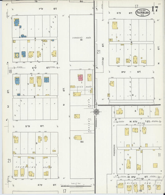 Sanborn Fire Insurance Map from Fairbury, Jefferson County, Nebraska (1921), Sheet #0017 - Historic Sanborn Fire Insurance Map Print, vintage old map wall art, antique decor, genealogy gift, Nebraska Nebraska map