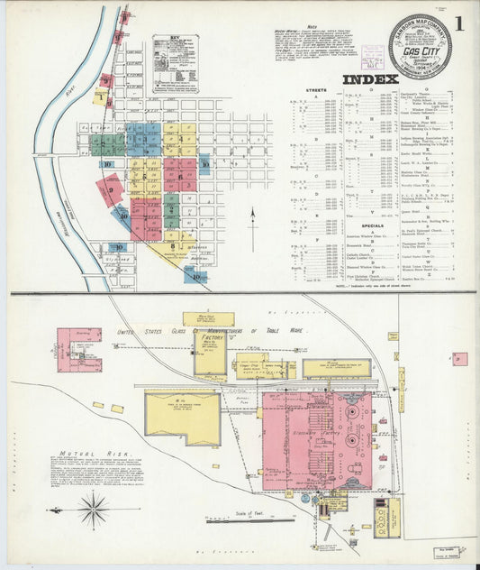 Sanborn Fire Insurance Map from Gas City, Grant County, Indiana (1904), Sheet #0001 - Complete Map Set gallery image, historic Sanborn map, vintage wall art, Indiana Indiana