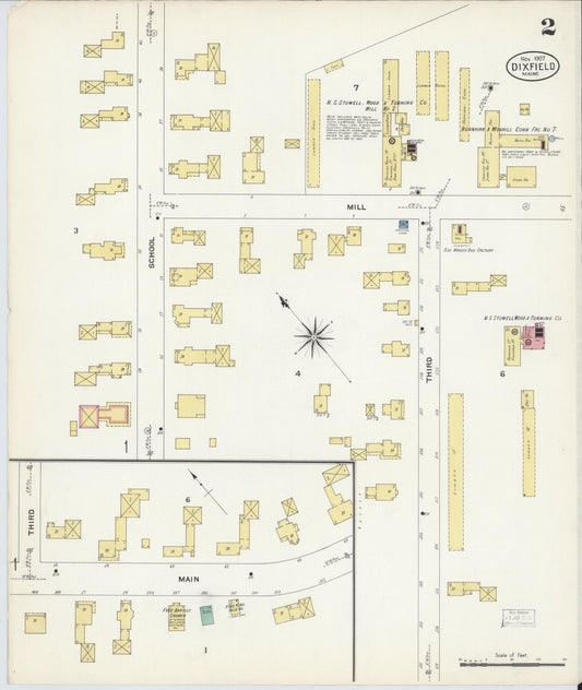 Sanborn Fire Insurance Map from Dixfield, Oxford County, Maine (1907), Sheet #0002 - Historic Sanborn Fire Insurance Map Print, vintage old map wall art, antique decor, genealogy gift, Maine Maine map
