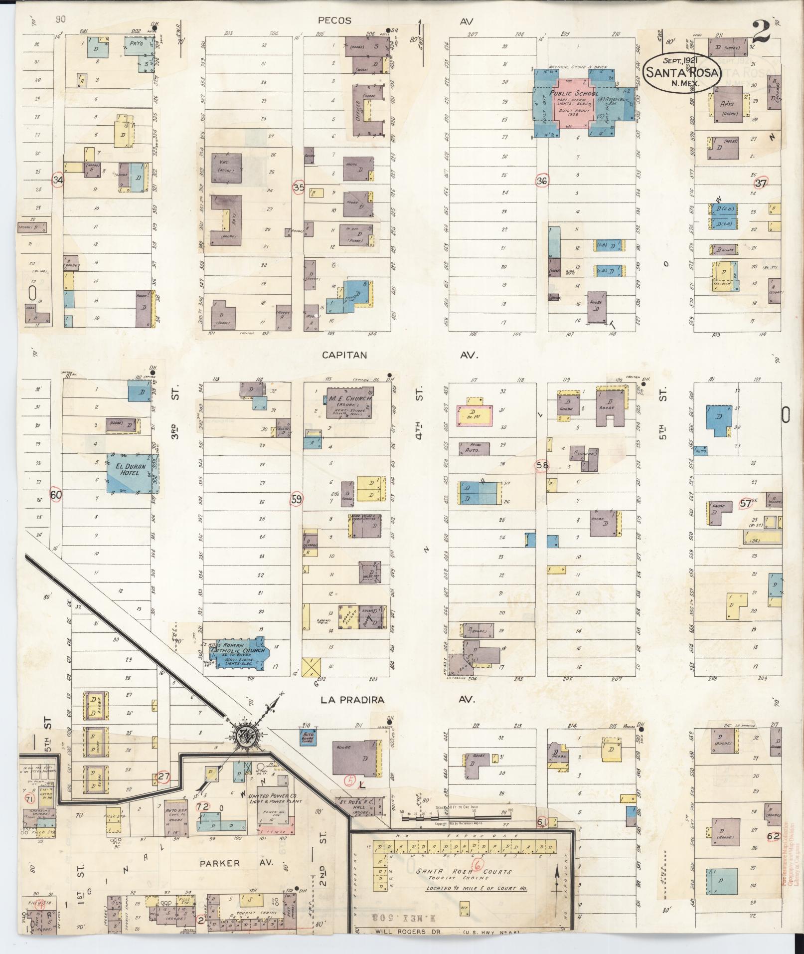 Sanborn Fire Insurance Map from Santa Rosa, Guadalupe County, New Mexico (1939), Sheet #0002 - Complete Map Set gallery image, historic Sanborn map, vintage wall art, New Mexico New Mexico